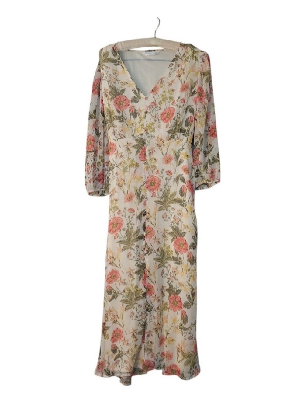 NWT Lauren Conrad Cottagecore Midi Dress 3/4 Length Sleeves M